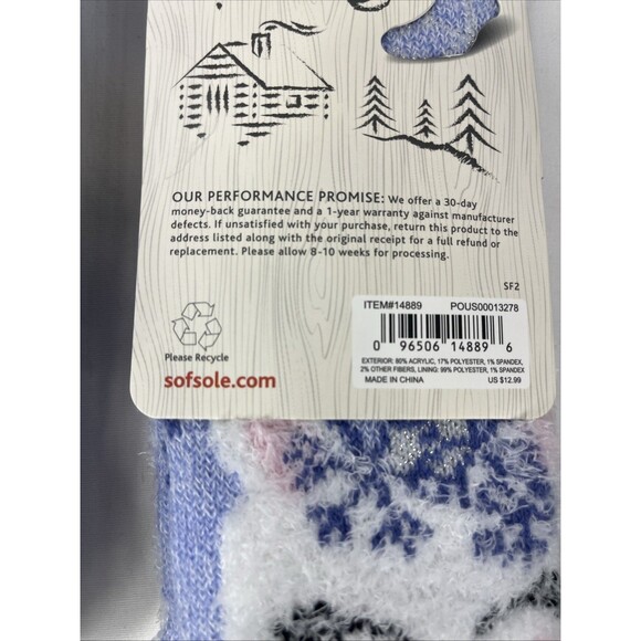 2 Sofsole FIRESIDE Cozy Lodge Socks Unicorn Purple White Youth Size 10-4 NEW - Picture 7 of 7